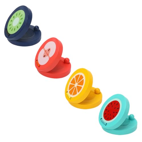 GALPADA 4 Stücke Holz Kastagnetten Spielzeug für Kinder Musikinstrumente mit Obst Muster Kleiner Kastagnetten für Rhythmusspiel und Musikalisches Verständnis von GALPADA