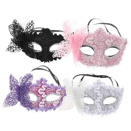 GALPADA 4 Teilige Maskenmaske Partymaske Maskenkostüm Goldmaske Feenflügel Schmetterling Kostüm Bekleidung Performance Requisiten Dekorative Cosplay Maske Damen Cosplay Maske von GALPADA