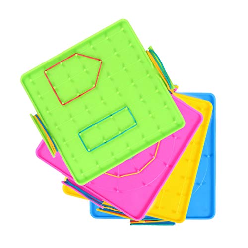 GALPADA 4 Teiliges Nagelbrett Lehrmittel Geoboards Für Klassenzimmer Mathematiklernen Für Kleinkind Puzzles Alter 2–4 Stifte Für Pegboard Geoboards Multipack Geoboards von GALPADA