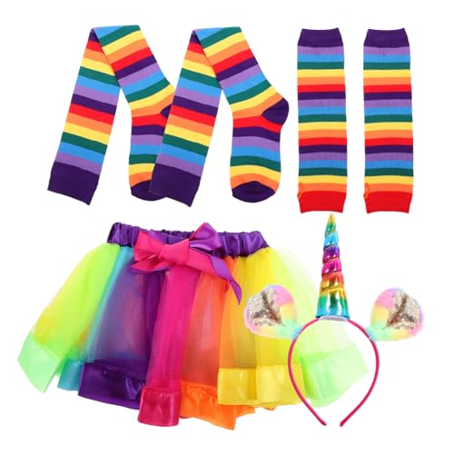 GALPADA 4 Teiliges Regenbogen Tutu Kleidungsset Für ädchen Inklusive Tutu Rock änge 28cm Handflächenlange Handschuhe Kniestrümpfe Und Einhorn Haarreif Perfekt Für Partys Und GALPADA 4 Teiliges Regenbogen Tutu Kleidungsset Für ädchen Inklusive Tutu Rock änge 28cm Handflächenlange Handschuhe Kniestrümpfe Und Einhorn Haarreif Perfekt Für Partys Und von GALPADA