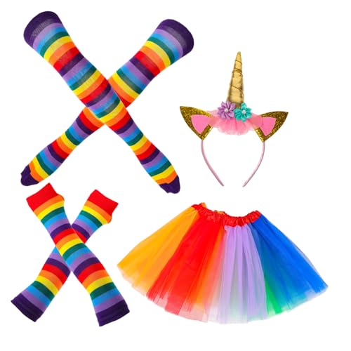 GALPADA 4stücke Teiliges Kostümset Mit Regenbogen-gauze-tutu-rock Einhorn-haarband Handschuhen Und Socken Für Damen Für Partys Geburtstage Und Fotografie GALPADA 4stücke Teiliges Kostümset Mit Regenbogen-gauze-tutu-rock Einhorn-haarband Handschuhen Und Socken Für Damen Für Partys Geburtstage Und Fotografie von GALPADA