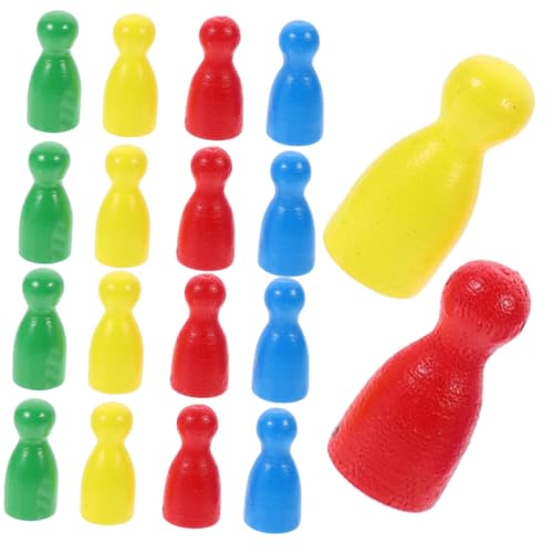 GALPADA 40 Stück Teiliges Holz Spielfiguren Leichte Kompakte Brettspiel Figuren in Rot Gelb Blau Grün Tragbare Schachspiel Zubehör für Denkspiele und Familienspiele von GALPADA