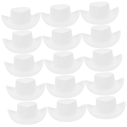 GALPADA 40 Stück Teiliges Mini Cowboy Hüte Weiß Dekorative Miniatur Hüte für Party Puppenhaus Zubehör DIY Haustierkostüm von GALPADA