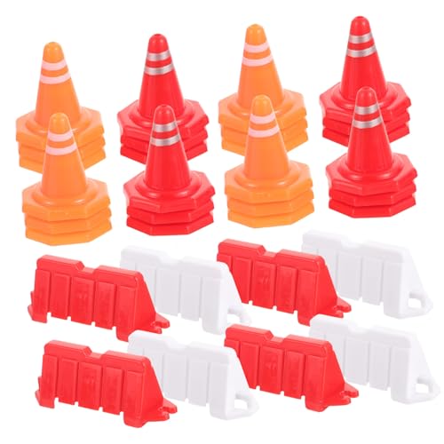 GALPADA 40 Stück Teiliges Mini Verkehrszeichen Spielset Pädagogische Straßenwarnschilder und Absperrungen aus Robustem PP Inklusive Mini Verkehrskegel und Wasserbarrieren für Lernspiel von GALPADA