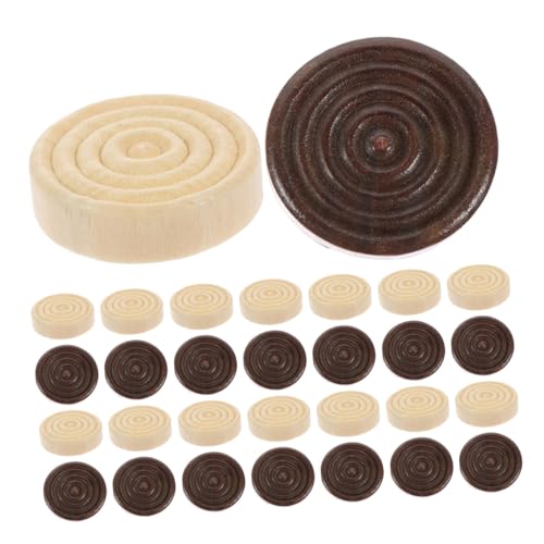 GALPADA 48 Stück Holz-spielsteine Runde Stapelbare Doppelseitige Holz-Checkers Ersatzchips für Brettspiele Lernzubehör Geeignet für Camping Reisen und Garten von GALPADA