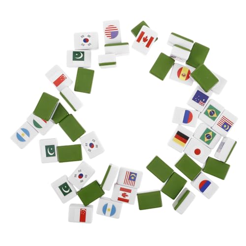 GALPADA 48 Stück Mahjong Spielset mit Flaggenmustern für Familien und Picknickpartys Benutzerfreundliches Design Robustes Material für Anfänger und Erfahrene Spieler von GALPADA