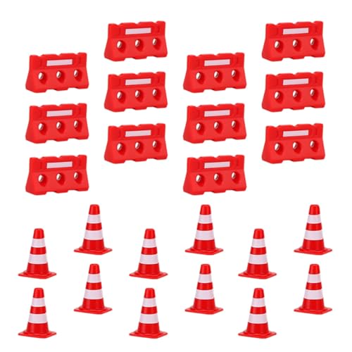 GALPADA 48 Stück Teiliges Roten Mini-leitkegeln und Wasserbarrieren Realistische Verkehrsabsperrungen für Rollenspiele Verkehrserziehung und Kognitive Draußen von GALPADA