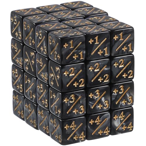 GALPADA 48-Teiliges Set Plus- und Minuswürfel Gegen Würfel blaugrün kleine Zählerwürfel farbig sterben d6 würfelunterlage einhelll Kartenspiele Würfel Zubehör für Würfelspiele Acryl Black von GALPADA