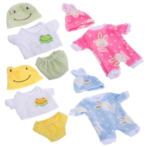GALPADA 4Sätze Puppenkleidung für Mädchen Teiliges Outfit für Babypuppen Grüner und Gelber Frosch Sowie und Blauer Kaninchenstrampler für Kreatives von GALPADA