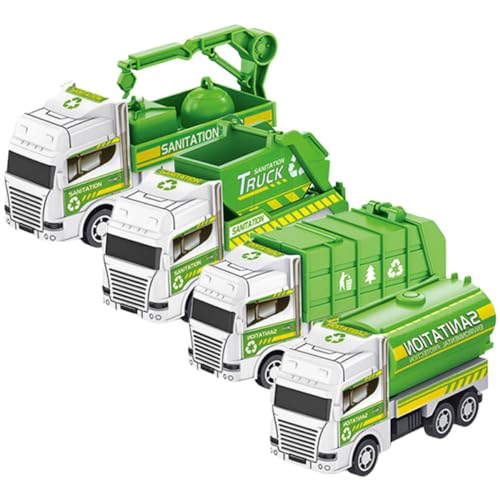 GALPADA 4Stücke Müllwagen für Mini Sanitation Truck Modelle Reibungsgesteuert Zufällige Designs Fördert Umweltschutzbewusstsein und Kreativität von GALPADA