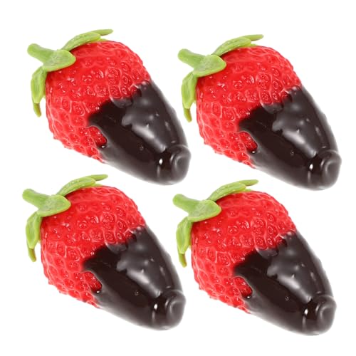GALPADA 4pcs Gefälschte Schokoladen -getauchte Erdbeeren Lebensechte Künstliche Früchte Für Wohnkultur -partydekorationen Und DIY -Handwerk Kleine Erdbeerverzierungen von GALPADA