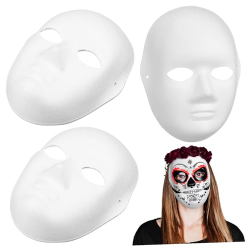 GALPADA 5 DIY Weiße Papiermasken Blanko Pappmaché Masken für Frauen zum Bemalen und Dekorieren Vielseitig für Karneval und Party Geeignet von GALPADA