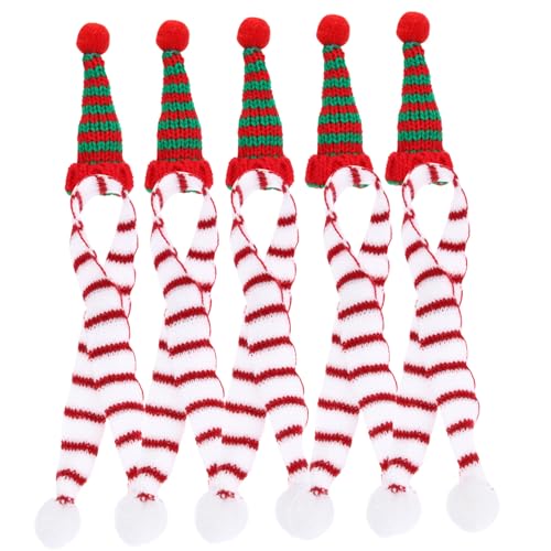 GALPADA 5 Sätze Mini Weihnachtsmützen und Schals aus Weichem Strickwollgarn mit Bommel in Rot und Grün Leichte Nikolausmützen für Weihnachtsdeko an Flaschen Bäumen und Bastelprojekte von GALPADA