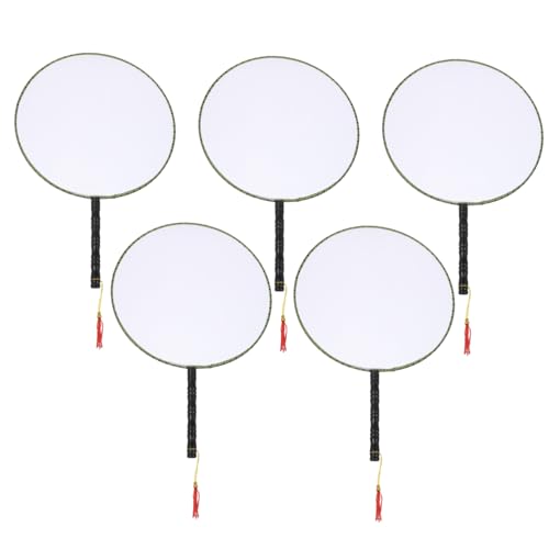 GALPADA 5 Stück DIY Blanko Fan aus Langlebigem Spinnseide material zum Bemalen und Gestalten mit Aufhängekordel für Kindergarten und Kreative Geschenkideen von GALPADA
