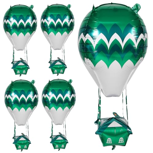 GALPADA 5 Stück Heißluftballon Aluminiumfolie Luftballons Langlebig und Wiederverwendbar Dekorative Geburtstags Deko für Drinnen und Draußen Einzigartige Ballonform in Grün Weiß Einfach von GALPADA