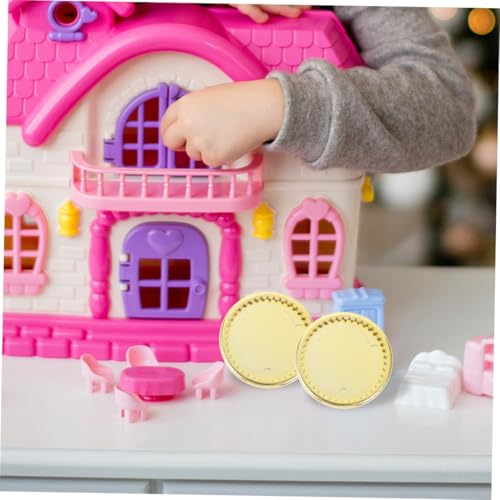 GALPADA 5 Stück Miniatur Puppenhaus Teller Teilig Goldfarbene Kleine Runde Tabletts Realistische Mini Dekoration für Puppenhaus Küche Zubehör von GALPADA