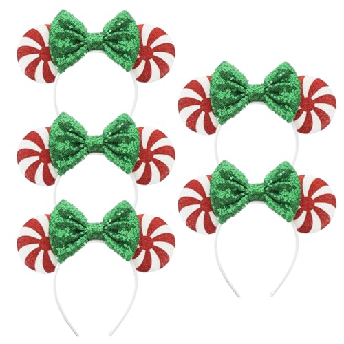 GALPADA 5 Stück Süßigkeiten-Stirnbänder Pailletten-Schleifen-Stirnbänder Dekorative Kopfbedeckung Weihnachtsfeier-Kopfbedeckung von GALPADA