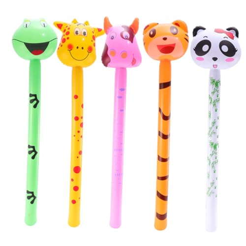 GALPADA 5 Stück Teiliges Aufblasbares PVC Bunte Schnell Aufblasbar Langlebig Lebendige Tiermotive Wie Kuh Tiger Panda für Indoor Outdoor spielspaß von GALPADA