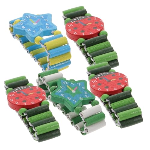 GALPADA 5 Stück Teiliges Bunte Holz armbanduhren für Simulierte Lernuhren Farbenfrohe Kinderuhren für Jungen und Mädchen Pädagogisches Zeitkonzept Training Zufällige Farbe Zufällige Farbe von GALPADA