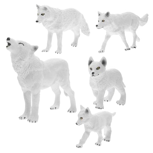 GALPADA 5 Stück Teiliges Dekorative Wolf Figuren aus Hochwertigem Realistische Stehende Wildtier Modelle für Tischdeko Gartenornament und Lernspielzeug von GALPADA