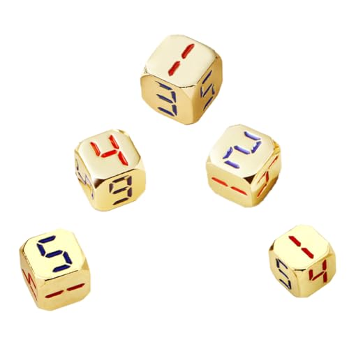 GALPADA 5 Stück Teiliges Goldene Metall Würfel mit Abgerundeten Ecken Leichtes Spiel Zubehör für Brettspiele und Partyspiele von GALPADA