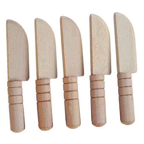 GALPADA 5 Stück Teiliges Holzspielzeug Messer Abgerundeten Kanten Sicher für Realistisches DIY Kochmesser für Jungen und Mädchen Glatte Oberfläche Kompakte Pädagogisches Küchenzubehör von GALPADA