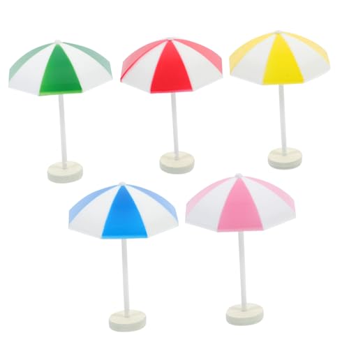 GALPADA 5 Stück Teiliges Mini Strandschirm für Puppenhaus Farbenfrohe Mini Schirme Detailgetreue Strand Deko Langlebig Sicher für Puppenhaus Garten und DIY Landschaften von GALPADA