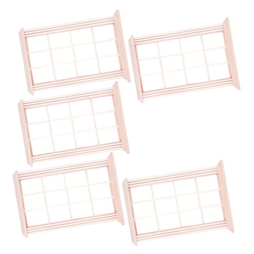 GALPADA 5 Stück Teiliges Miniatur Holzfensterrahmen Realistische Puppenhaus Fensterdekoration Handgefertigte Mini Fenster für Spielzeughaus Zubehör Geeignet für Fotorequisiten und von GALPADA