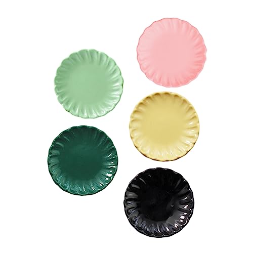 GALPADA 5 Stück Teiliges Miniatur Puppengeschirr Robuste Mini Teller für Puppenhaus Küche Detailreiche Küchenaccessoires Kindgerechtes Spielküchen Zubehör von GALPADA