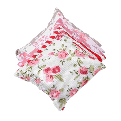 GALPADA 5 Stück Teiliges Miniatur Puppenhaus Kissen aus Strapazierfähigem Bedruckt mit Blumenmuster Dekorative Miniatur Kissen für Puppenhaus Sofa Schlafzimmer Desktop Mini Haus Deko von GALPADA