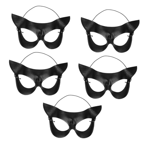 GALPADA 5 Stück Teiliges Schwarze Halbgesichts Katzenmaske Leicht und Angenehm für Halloween Karneval Maskerade Partydekoration und Prom Kostümaccessoire von GALPADA
