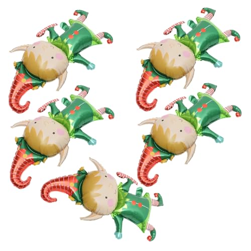 GALPADA 5 Stück Teiliges Weihnachtsballon Reißfestem Aluminiumfolie Grüne Clown-motiv Partydeko Vielseitig Einsetzbare Weihnachtsdekorations-luftballons für Wand Decke und Tischgestaltung von GALPADA