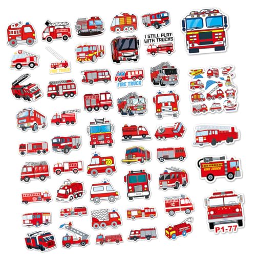 GALPADA 50 Stück Feuerwehr feuerwehrauto Aufkleber PVC Langlebig Selbstklebend Scrapbook Deko Planer Sticker für Laptop Wasserflasche Tagebuch DIY Handwerk von GALPADA