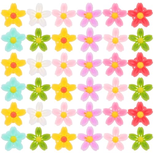 GALPADA 50 Stück Mini Daisy Blumen Charms Flachrückige Baumwolldekoration für Nägel Schmuck und DIY Projekte für Frauen und Mädchen von GALPADA