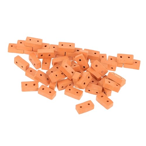 GALPADA 50 Stück Mini Ziegelsteine mit Löchern Realistische Modellbausteine für Sandtisch Landschaft DIY Miniatur Hausbau Basteln Rote Bausteine für Diorama und Puppenhaus von GALPADA