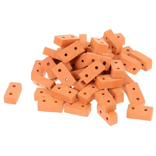 GALPADA 50 Stück Miniatur Ziegelsteine mit Löchern Rote Modellbausteine für DIY Puppenhaus Garten Landschaft Zubehör Realistische Miniatur Bausteine für Sandtische von GALPADA