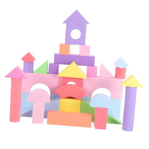 GALPADA 52 Stück Teiliges Eva Bausteine Bunte Geometrische Formen Pädagogisches Lernspielzeug für Kleinkinder Weiche Sichere Schaumstoffklötze Spielerisches Erkennen und Bauen für Frühe von GALPADA