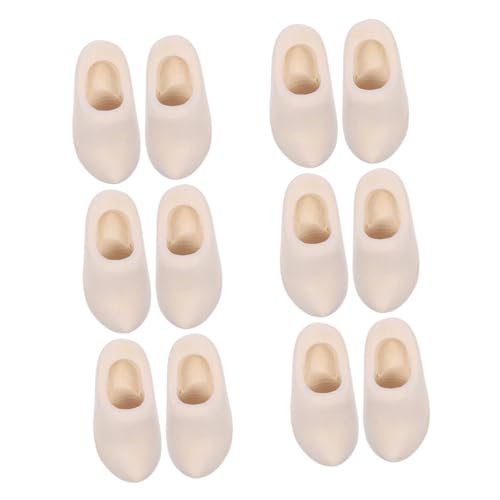 GALPADA 6 Paare Mini Holzschuhe Unbemalte Niederländische Clogs für DIY Puppenhaus Deko Blanko Miniatur Holzschuhe für Bastelprojekte und Micro Landschaft Zubehör von GALPADA
