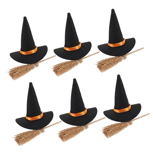 GALPADA 6 Satz Teiliges Set Mini Hexenhüte und Besen für DIY Halloween Dekorationen Kleine Filzhexenhüte und Mini Besen Kreative Bastelzubehör für Halloween Feiern Hüte GALPADA 6 Satz Teiliges Set Mini Hexenhüte und Besen für DIY Halloween Dekorationen Kleine Filzhexenhüte und Mini Besen Kreative Bastelzubehör für Halloween Feiern Hüte von GALPADA