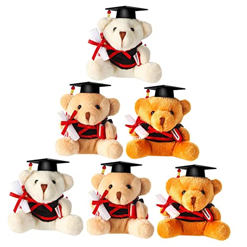 GALPADA 6 Stück Abschlussbärenpuppe Schlüsselbund Bär Schlüsselanhänger Plüsch Absolvent Abschluss-Stofftier Mini-Abschlussbären Graduation Plüschbär Stofftierkette Schlüsselanhänger Bär von GALPADA