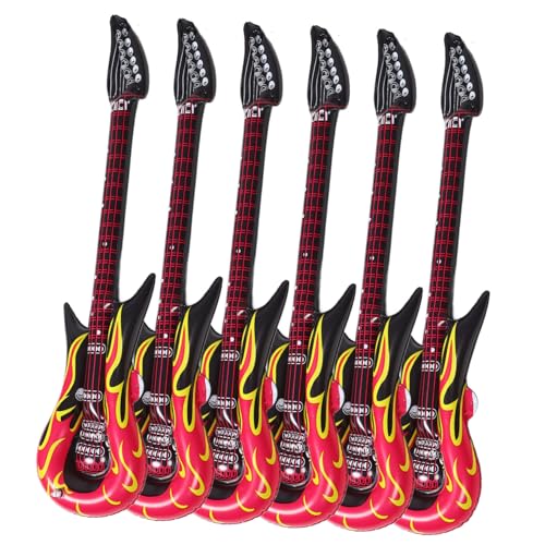 GALPADA 6 Stück Aufblasbare Gitarre PVC Luftgitarren für Partys Wiederverwendbare Spielzeuge für Mädchen Lustige Instrumente für Feierlichkeiten und Mottopartys von GALPADA
