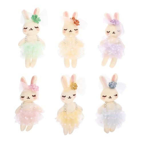 GALPADA 6 Stück Baumwolle Gefüllte Kaninchenpuppe Plüsch Teddies Süße Cartoon DIY Zubehör Kleidungsstück Kaninchen Ornament Handwerk Herstellung Ornament Handwerk Projekte Handwerk von GALPADA
