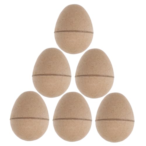 GALPADA 6 Stück Braune Pappmaché Ostereier zum Bemalen und Basteln Leere DIY Eier Offene Papier-Eier für Osterdeko Kreative Füllmaterialien und Festliche Dekoration von GALPADA