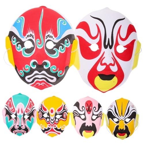 GALPADA 6 Stück Handbemalte Pflanzenfaserbeschichtete Chinesische Theatralische Masken Dekorative Sichuan-Opernmaske Tragbare Party-Requisiten für Halloween Karneval Maskenball Unisex GALPADA 6 Stück Handbemalte Pflanzenfaserbeschichtete Chinesische Theatralische Masken Dekorative Sichuan-Opernmaske Tragbare Party-Requisiten für Halloween Karneval Maskenball Unisex von GALPADA