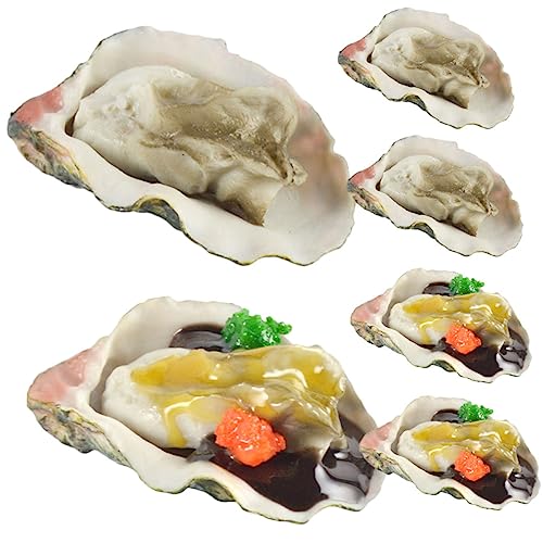 GALPADA 6 Stück Künstliche Austern Modell Fake Seafood Deko Realistische Meeresfrüchte für Fotografie Bastelprojekte und Ausstellungen aus Hochwertigem für Kreative Dekorationen von GALPADA