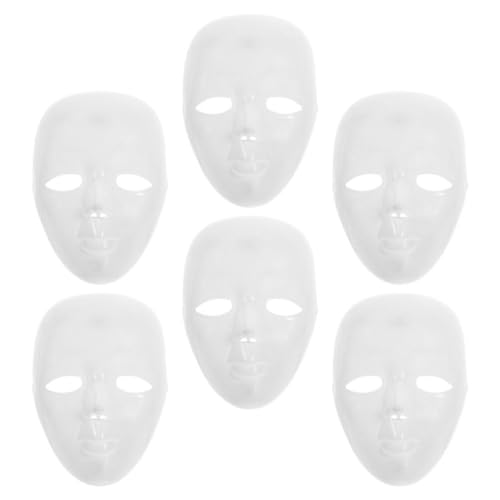 GALPADA 6 Stück Leere Weiße Vollgesichtsmaske Aus Kunststoff Schlichte Maskerade- Halloween-Kostüm-Zubehör Weiß von GALPADA