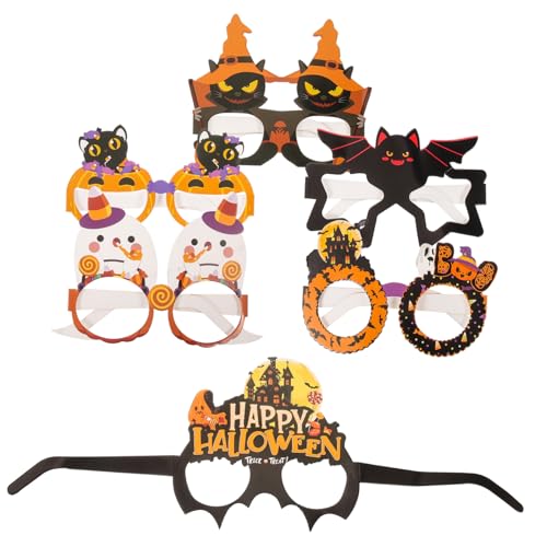 GALPADA 6 Stück Leichte Halloween Partybrille mit Lustigen Papiermotiven Kürbis Fledermaus Geist Unisex Partyaccessoire für Halloween Kostüm und Dekoration von GALPADA