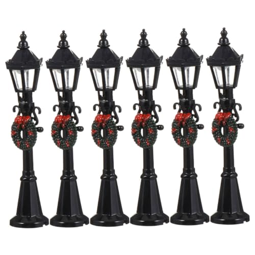GALPADA 6 Stück Maßstab Schwarze Miniatur Straßenlampen Dekoration Realistisches Puppenhaus Außen-deko Kleine Lampen für Bastelprojekte und Mini-straßenbeleuchtung von GALPADA