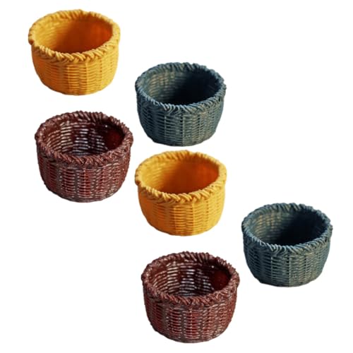GALPADA 6 Stück Mini -Korbspielzeug Mini-Behälter Haushaltswaren Mini Körbe Puppenhaus-Minikorb klein Miniaturkorb dekoratives Miniatur-Korbmodell Mini House Decor Home Ornament Harz von GALPADA