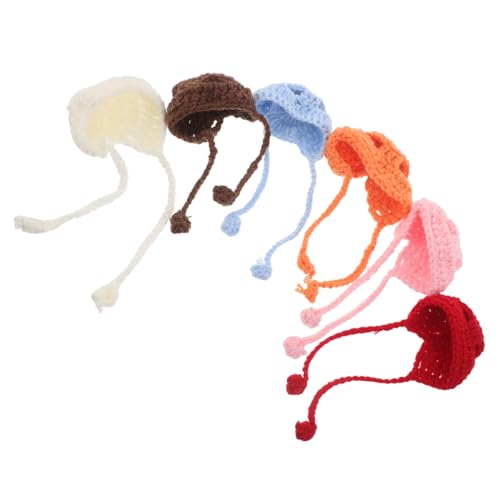GALPADA 6 Stück Mini Strickmützen aus Garn Kleine Handgestrickte Beanies Leicht Vielseitig für Puppen Kleine Tiere DIY Deko Schlüsselanhänger Tragbar Kreatives Zubehör von GALPADA